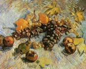 文森特 威廉 梵高 : 葡萄、苹果、梨和柠檬的静物